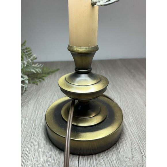 Vintage MCM Brass Toleware Accent Lamp For Vanity Nightstand 14” - Picture 5 of 13
